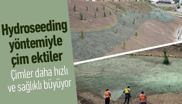 Hydroseeding yöntemiyle çim ektiler