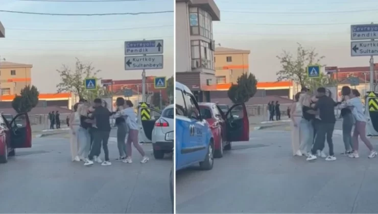 Tekmeler havada uçuştu: Kadın sürücülerin yol verme tartışması kavgayla sona erdi