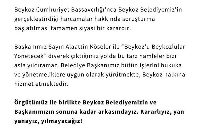 Beykoz Belediyesi Harcamaları Hakkında Soruşturma Başlatıldı