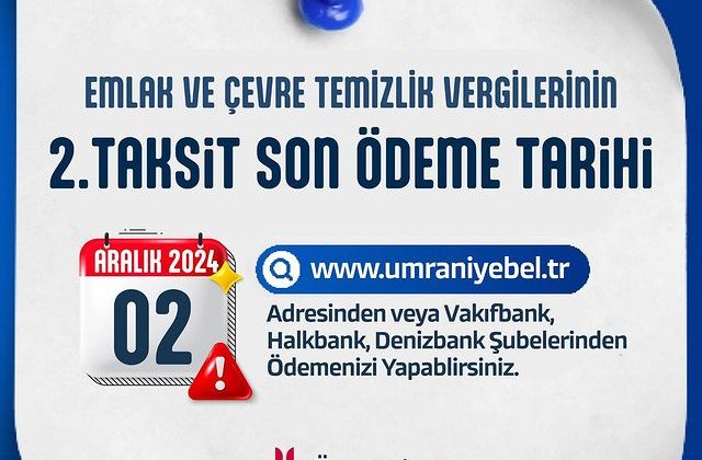 2024 Yılı Emlak ve Çevre Temizlik Vergisi Ödemeleri