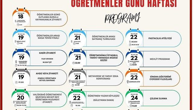 24 Kasım Öğretmenler Günü Haftası Etkinlikleri