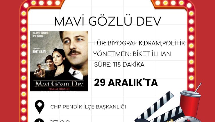 CHP Pendik Gençlik Kolları “Mavi Gözlü Dev” Sinema Etkinliği Düzenliyor