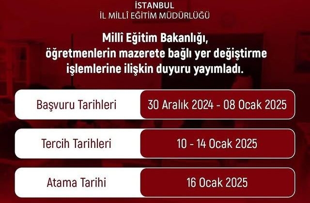 İstanbul’da Öğretmenlerin Yer Değiştirme İşlemleri İle İlgili Duyuru Yapıldı