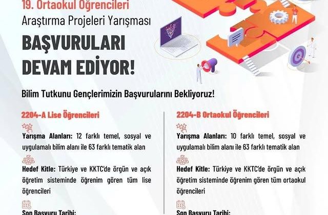 Lise ve Ortaokul Öğrencileri Araştırma Projeleri Yarışması Başvuruları Devam Ediyor