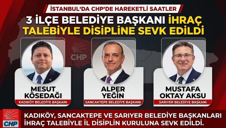 CHP MYK’dan 3 İstanbul Belediye Başkanına Kesin İhraç Talebi